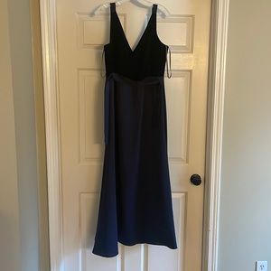 Vera Wang altered dress, open back, blue velvet